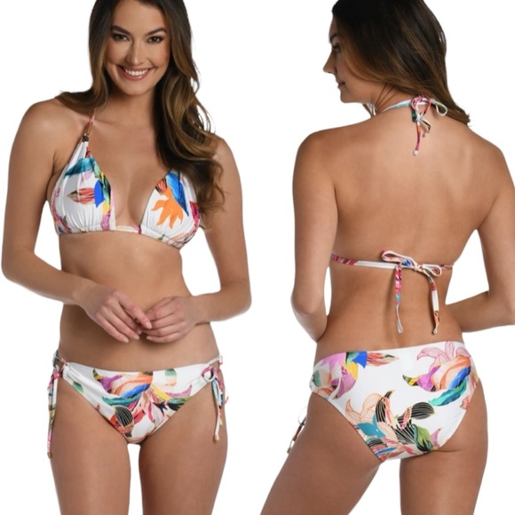 La Blanca Other - La Blanca Paradise City Tropical Print Bikini Swimsuit Set White Size 6 NWT